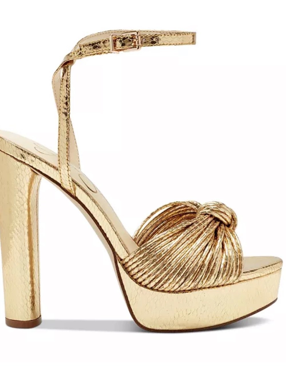 Jessica Simpson Metallic Gold Knotted Platform Slingback Heels - Picture 2 of 6